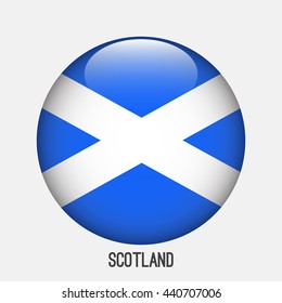 Scotland flag in circle shape. Transparent,glossy,glass button