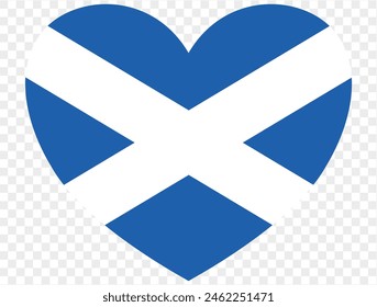 Scotland flag in heart shape isolated  on  transparent  background. vector illustration 