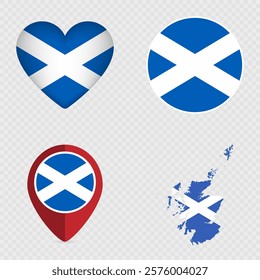 Scotland Flag Icons Pack. Vector illustration.