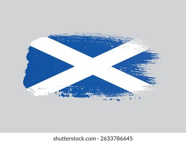 Scotland flag with ink paint brush texture. Scotland flag grunge stain brush stroke effect on white background