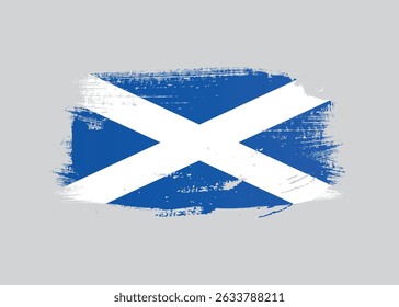Scotland flag with ink paint brush. New Scotland flag grunge stain brush stroke effect on white background