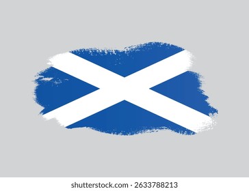 Scotland flag with ink paint brush. New Scotland flag grunge stain brush stroke effect on white background