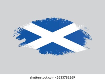 Scotland flag with ink paint brush. National Scotland flag grunge stain brush stroke effect on white background