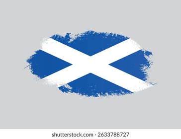 Scotland flag with ink paint brush. Scotland flag grunge stain brush stroke effect on white background banner