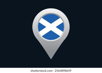 Scotland flag with location sign, Flag of Scotland national country symbol illustration Vector, Rectangle Scotland flag illustration, Flat vector illustration
