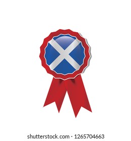 Scotland flag medal vector design.  Realistic 3D red color