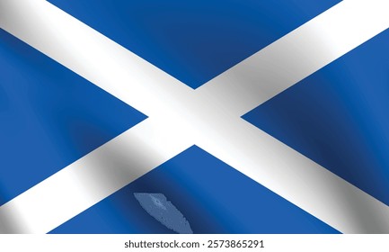 Scotland flag official colors and proportion digital vector illustration. Pleated flag.