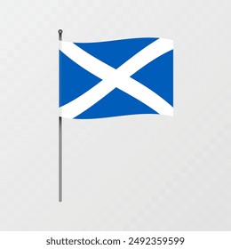Scotland flag on flagpole. Vector illustration.