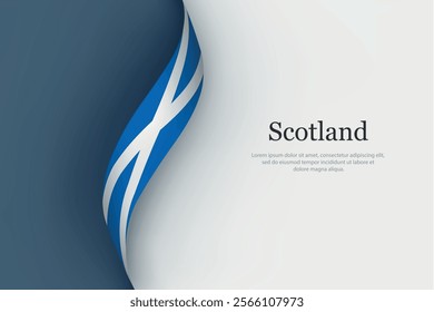 Scotland flag on Waving ribbon. Template for independence day