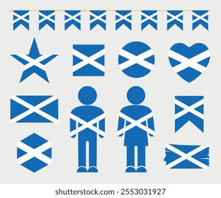 Scotland flag set. Isolated Scotland flag on white background