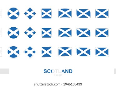 Scotland flag set, simple flags of Scotland with three different effects. Vector illustration.