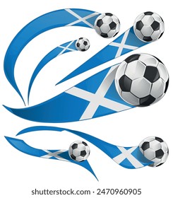 Scotland flag set with soccer ball set icon. vector illustration