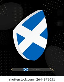 Scotland Flag Shield icon in 3D on Dark Modern Abstract Rugby Background. Perfect for sports events, heritage themes, national celebrations, and patriotic designs.