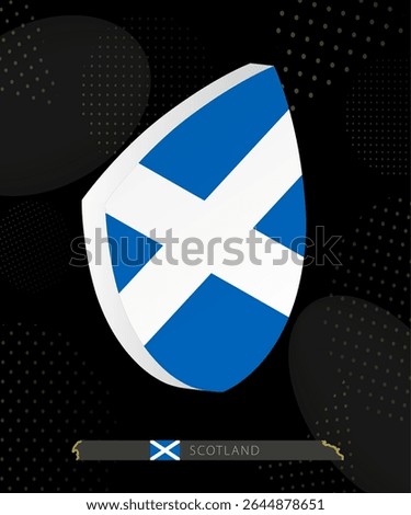 Scotland Flag Shield icon in 3D on Dark Modern Abstract Rugby Background. Perfect for sports events, heritage themes, national celebrations, and patriotic designs.