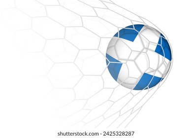 Balón de fútbol de bandera de Escocia en la red. Ilustración deportiva vectorial.