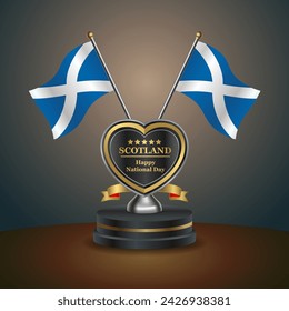 Scotland flag in a stand on table. Vector Illustration