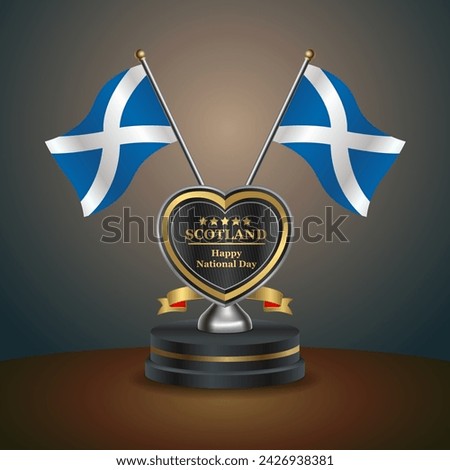 Scotland flag in a stand on table. Vector Illustration