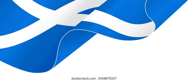 Onda de la bandera de Escocia aislada en png o Ilustración vectorial de fondo transparente.