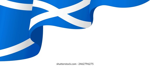 Onda de la bandera de Escocia aislada en png o Ilustración vectorial de fondo transparente.