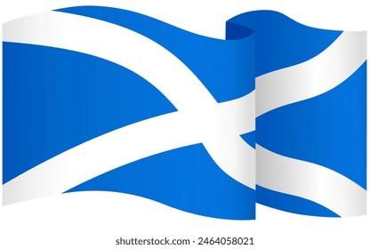 Onda de la bandera de Escocia aislada en png o Ilustración vectorial de fondo transparente.