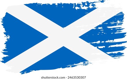 Scotland flag, wide brush stroke on transparent background, vector.