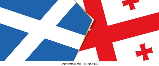 Schottland und Georgien sind Flaggen, zwei Vektorflaggen Symbol für Beziehung oder Konfrontation.