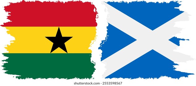 Scotland and Ghana grunge flags connection, vector