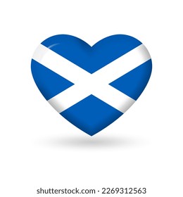 Scotland heart flag 3d icon, badge or button. Scottish national symbol. Vector illustration.