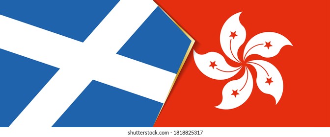 Scotland and Hong Kong flags, two vector flags symbol of relationship or confrontation.