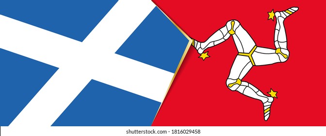 Banderas de Escocia e Isla de Man, dos banderas vectoriales símbolo de relación o enfrentamiento.