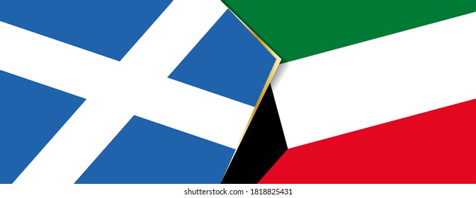 Flaggen von Schottland und Kuwait, zwei Vektorflaggen Symbol für Beziehung oder Konfrontation.