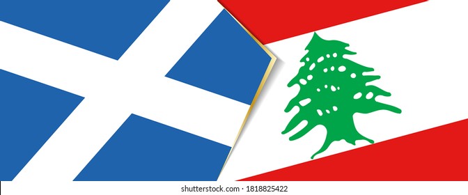 Scotland and Lebanon flags, two vector flags symbol of relationship or confrontation.