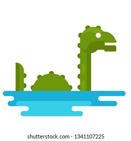 Scotland loch ness monster nessie illustration. Flat illustration. Vector
