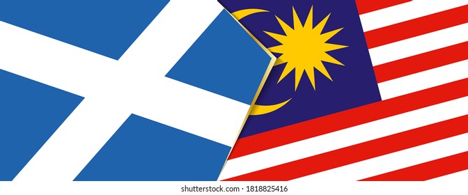 Scotland and Malaysia flags, two vector flags symbol of relationship or confrontation.