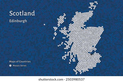 Mapa de Escocia con la capital de Edimburgo en un patrón de mosaico	