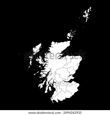 Scotland map with council areas. Vector illustration.