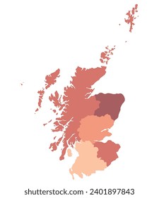 Mapa de Escocia. Mapa de Escocia dividido en cinco regiones principales