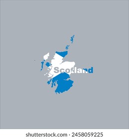 Mapa de Escocia y diseño de color de la bandera sobre fondo gris