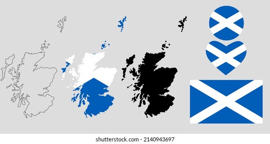 scotland map flag icon set