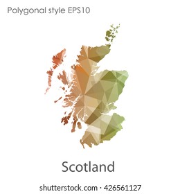 Scotland map in geometric polygonal style.Abstract gems triangle,modern design background.