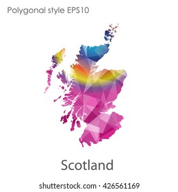 Scotland map in geometric polygonal style.Abstract gems triangle,modern design background.