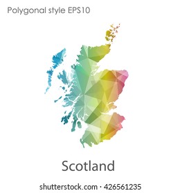 Scotland map in geometric polygonal style.Abstract gems triangle,modern design background.