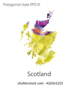 Scotland map in geometric polygonal style.Abstract gems triangle,modern design background.