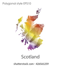 Scotland map in geometric polygonal style.Abstract gems triangle,modern design background.