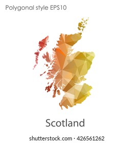 Scotland map in geometric polygonal style.Abstract gems triangle,modern design background.