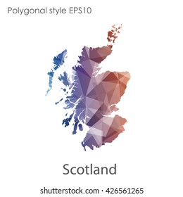 Scotland map in geometric polygonal style.Abstract gems triangle,modern design background.