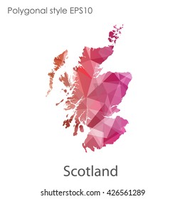 Scotland map in geometric polygonal style.Abstract gems triangle,modern design background.
