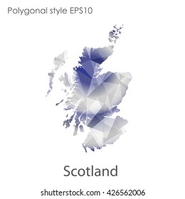 Scotland map in geometric polygonal style.Abstract gems triangle,modern design background.