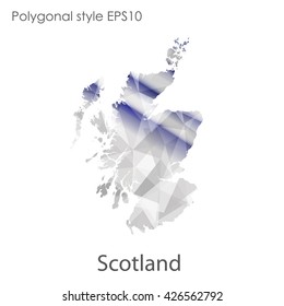Scotland map in geometric polygonal style.Abstract gems triangle,modern design background.