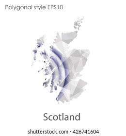 Scotland map in geometric polygonal style.Abstract gems triangle,modern design background.